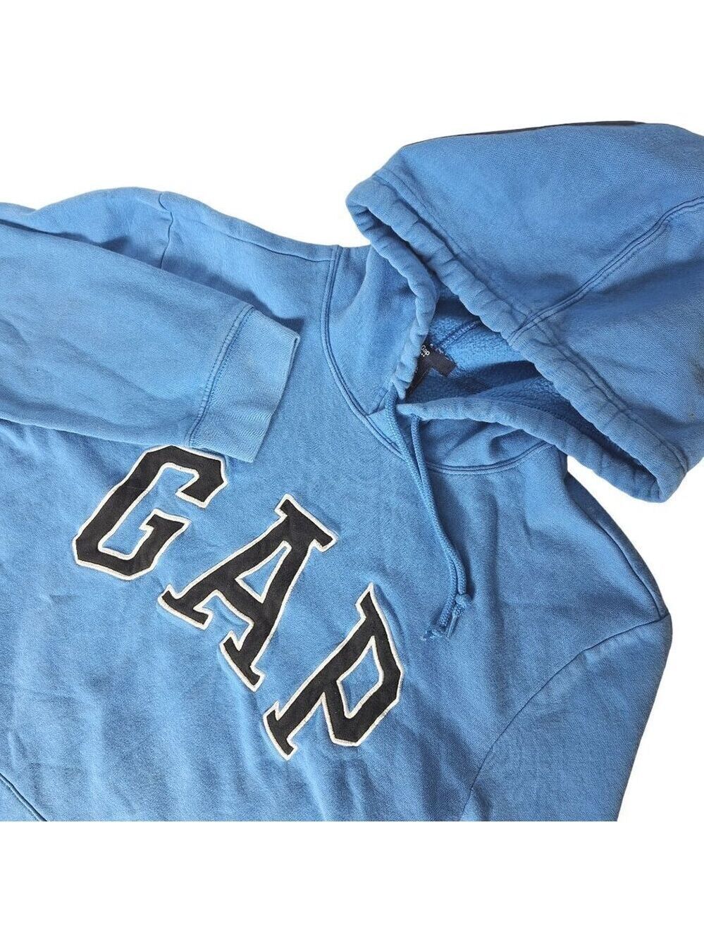 Gap Men's Fleece Pullover Hoodie Large Blue Embroidered
